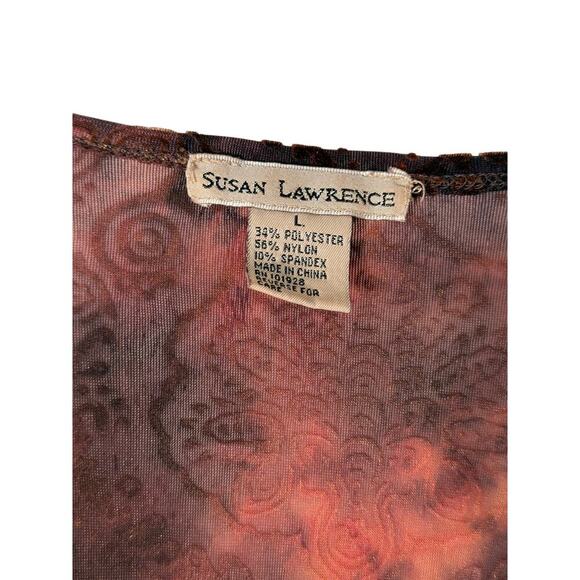 Susan Lawrence Velvet Tie Back Boho Brown Long Sleeve Blouse Womens Size Large - Picture 3 of 5